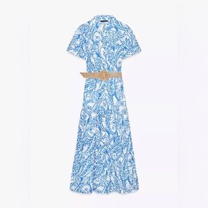 Zara Blue Paisley Print Maxi Dress